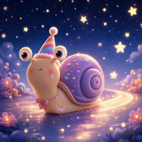 Cute Snail Belated Birthday GIF with Sweet Wishes