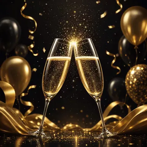 Black Gold Champagne Birthday GIF | Luxury Wishes