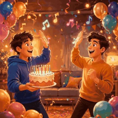 Brother Happy Birthday GIF with Musical Wishes