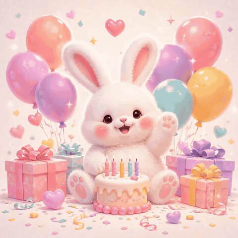 可愛兔兔生日快樂 GIF|暖心生日祝福語