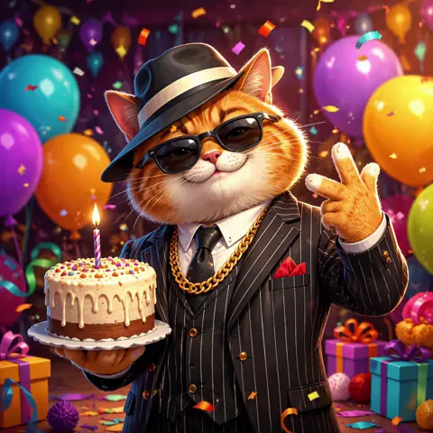 Funny Happy Birthday Pussycat Gangsta GIF