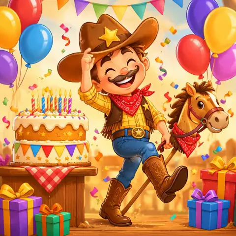 Funny Cowboy Birthday GIF with Wishes