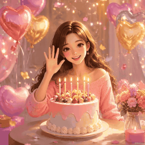 Sister Happy Birthday GIF with Cake and Wishes