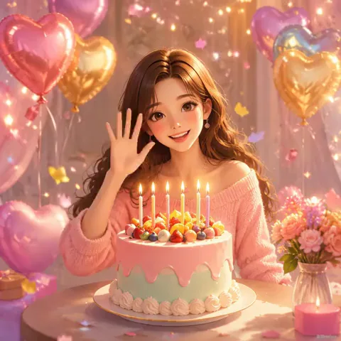 Sister Happy Birthday GIF with Cake and Wishes
