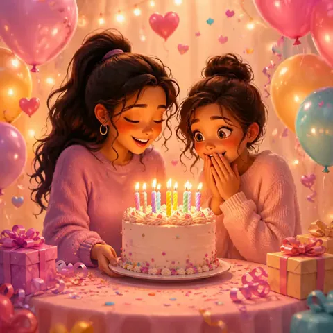 Sister Happy Birthday GIF with Cake and Wishes