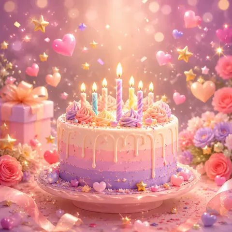 Sister Birthday GIF with Cake and Wishes